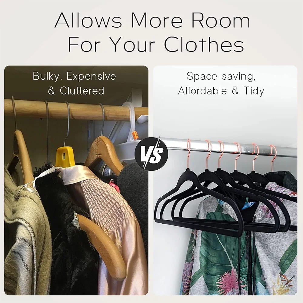 Style Sisters Luxury Velvet Black Hangers 10-Piece