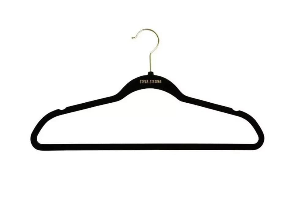 Style Sisters Luxury Velvet Black Hangers 10-Piece