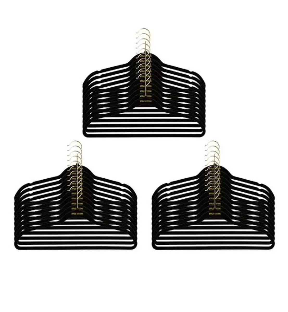 Style Sisters Luxury Velvet Black Hangers 10-Piece