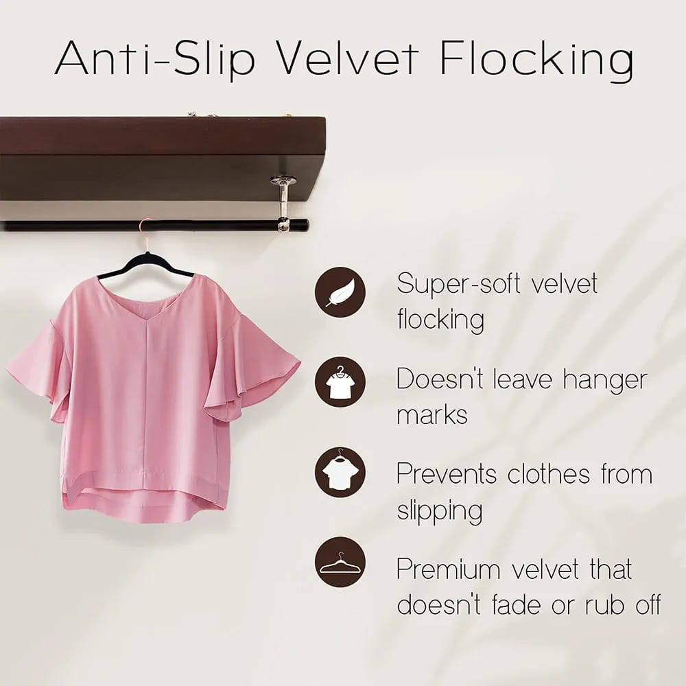Style Sisters Luxury Velvet Black Hangers 10-Piece