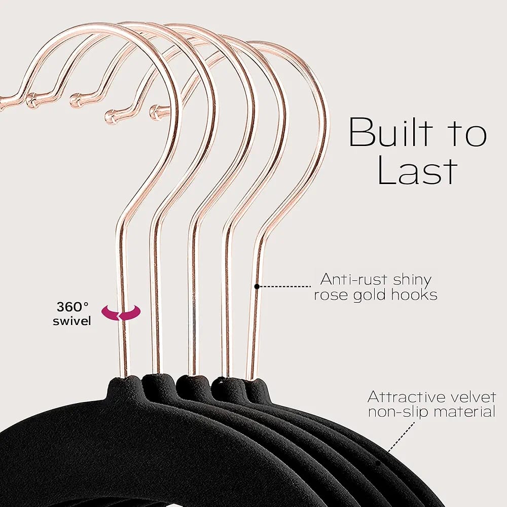 Style Sisters Luxury Velvet Black Hangers 10-Piece
