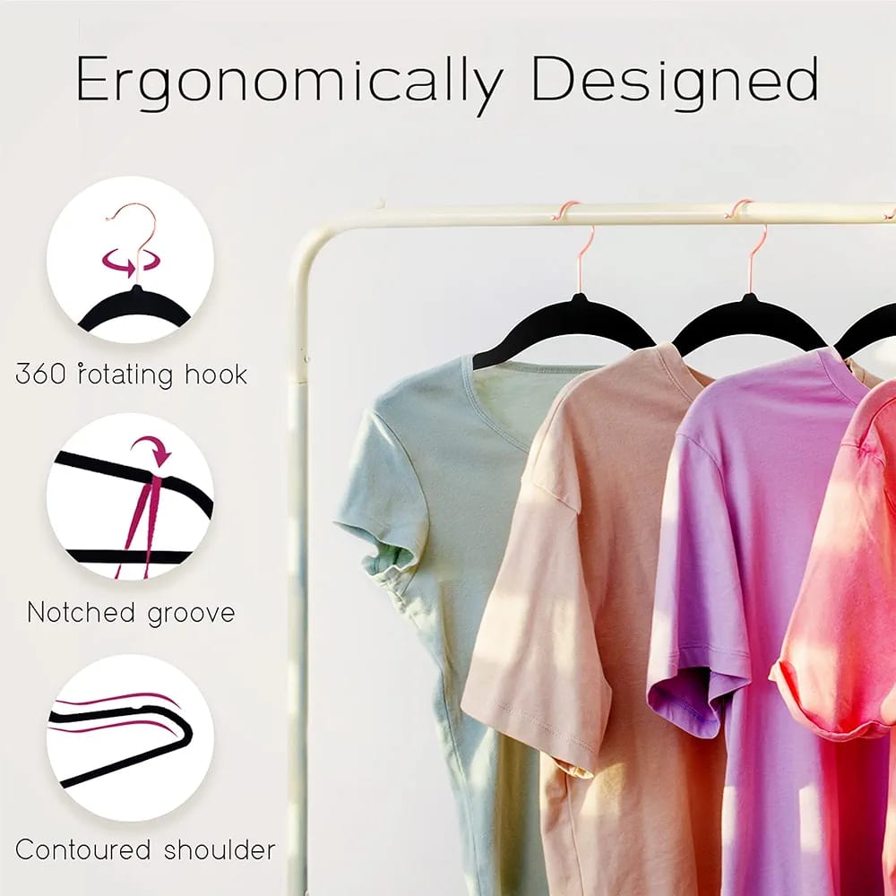 Style Sisters Luxury Velvet Black Hangers 10-Piece