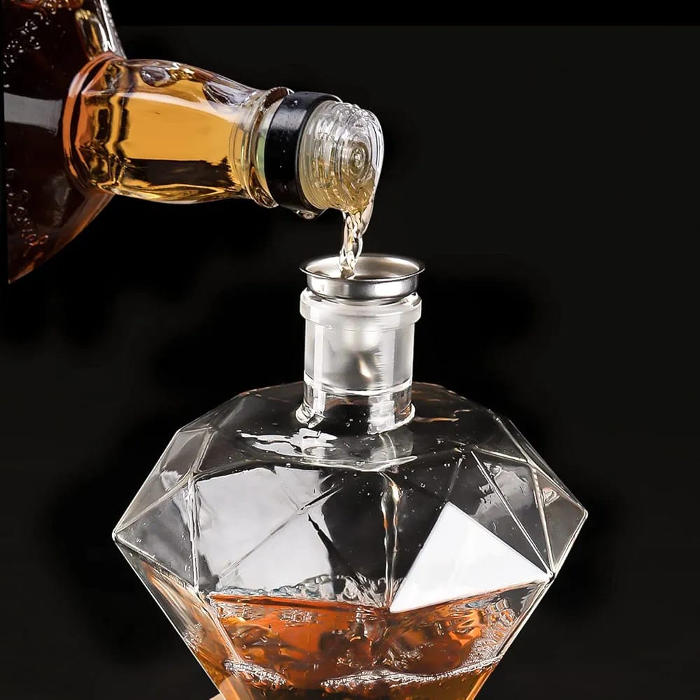 Diamond Decanter 2 Glasses with Rose Gold Stand  Whiskey drinking glass