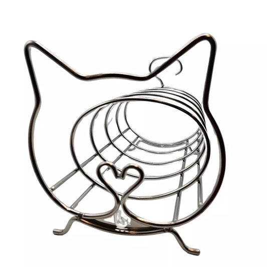Bamboo Kitten Design Plates Storage Rack